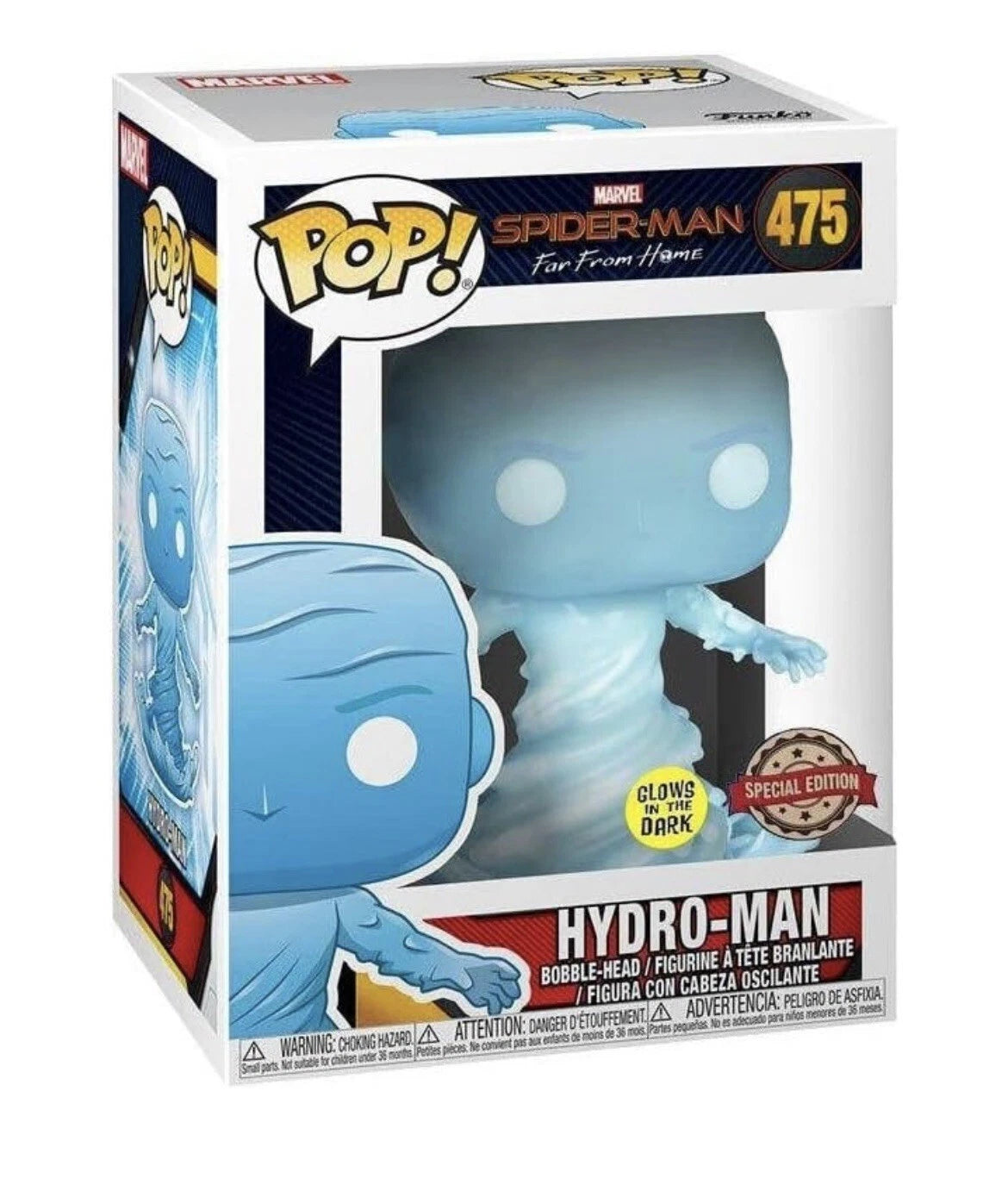 Funko 2019 Pop Vinyl #475 HYDRO-MAN (Spider-Man Far From Home) Special Edition Glow In The Dark 3+ New