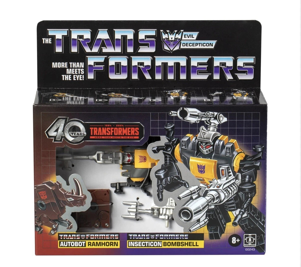 Transformers: 40th Anniversary Retro (AUTOBOT RAMHORN & INSECTICON BOMBSHELL) 8+ New