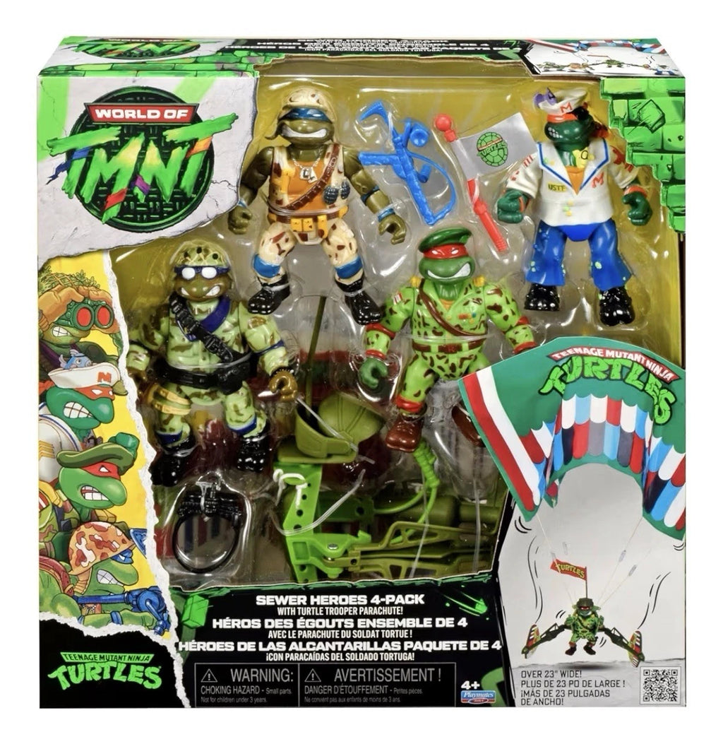 World of TMNT: Playmates Toys 2026 SEWER HEROES 4-PACK With PARACHUTE 4+ New