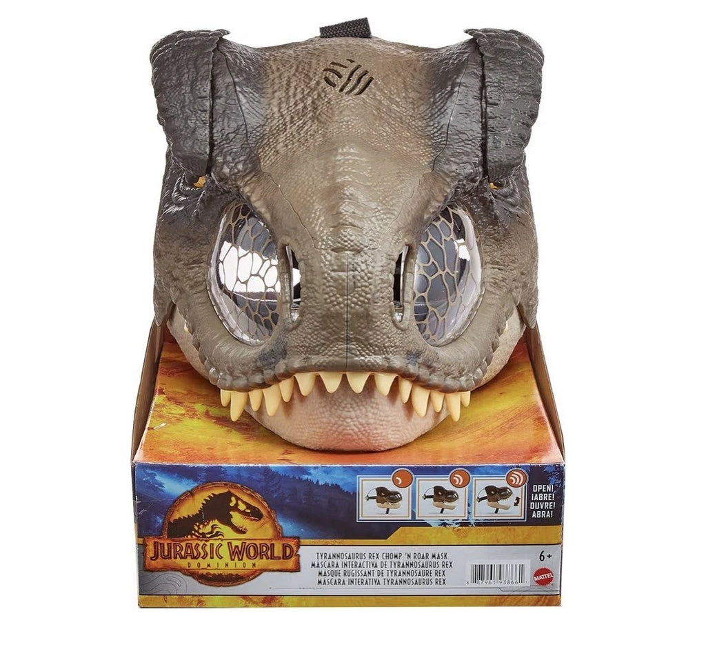 Jurassic World Dominion: Mattel 2021 TYRANNOSAURUS REX CHOMP N ROAR MASK 6+ New