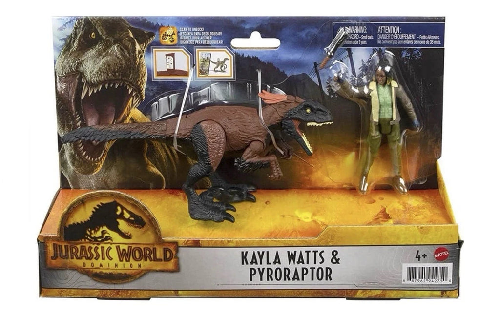 Jurassic World Dominion: Mattel 2021 (KAYLA WATTS & PYRORAPTOR) 4+ Brand New