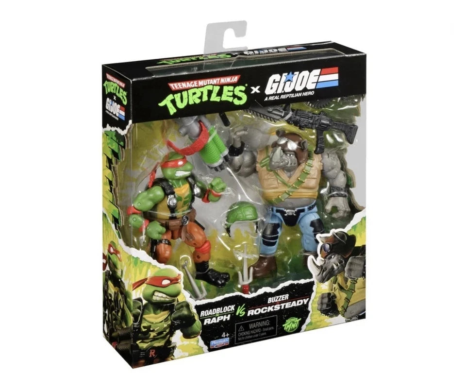 TMNT X G.I.JOE: Playmates Toys 2026 - (Roadblock RAPH Vs Buzzer ROCKSTEADY) 4+ New