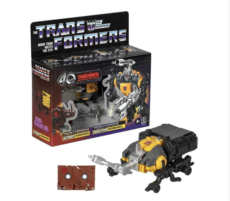 Transformers: 40th Anniversary Retro (AUTOBOT RAMHORN & INSECTICON BOMBSHELL) 8+ New