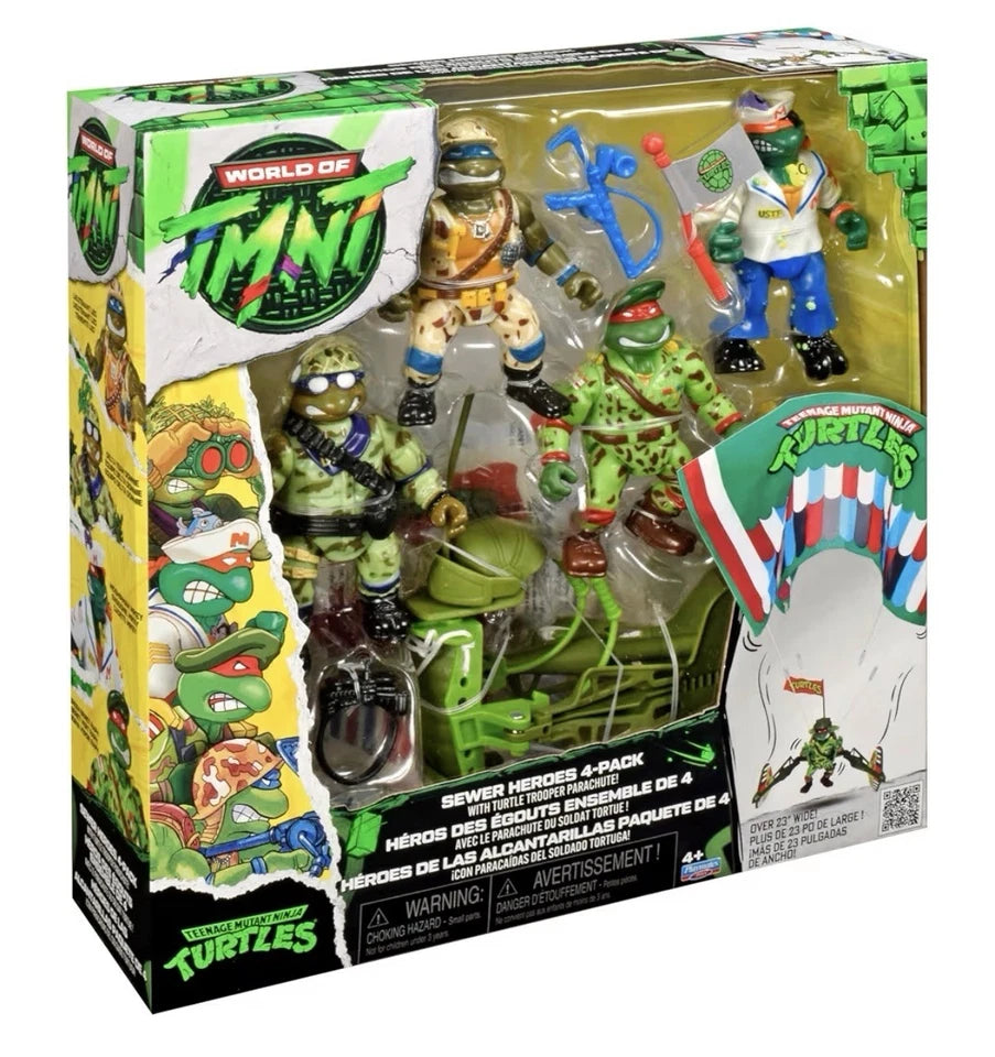 World of TMNT: Playmates Toys 2026 SEWER HEROES 4-PACK With PARACHUTE 4+ New