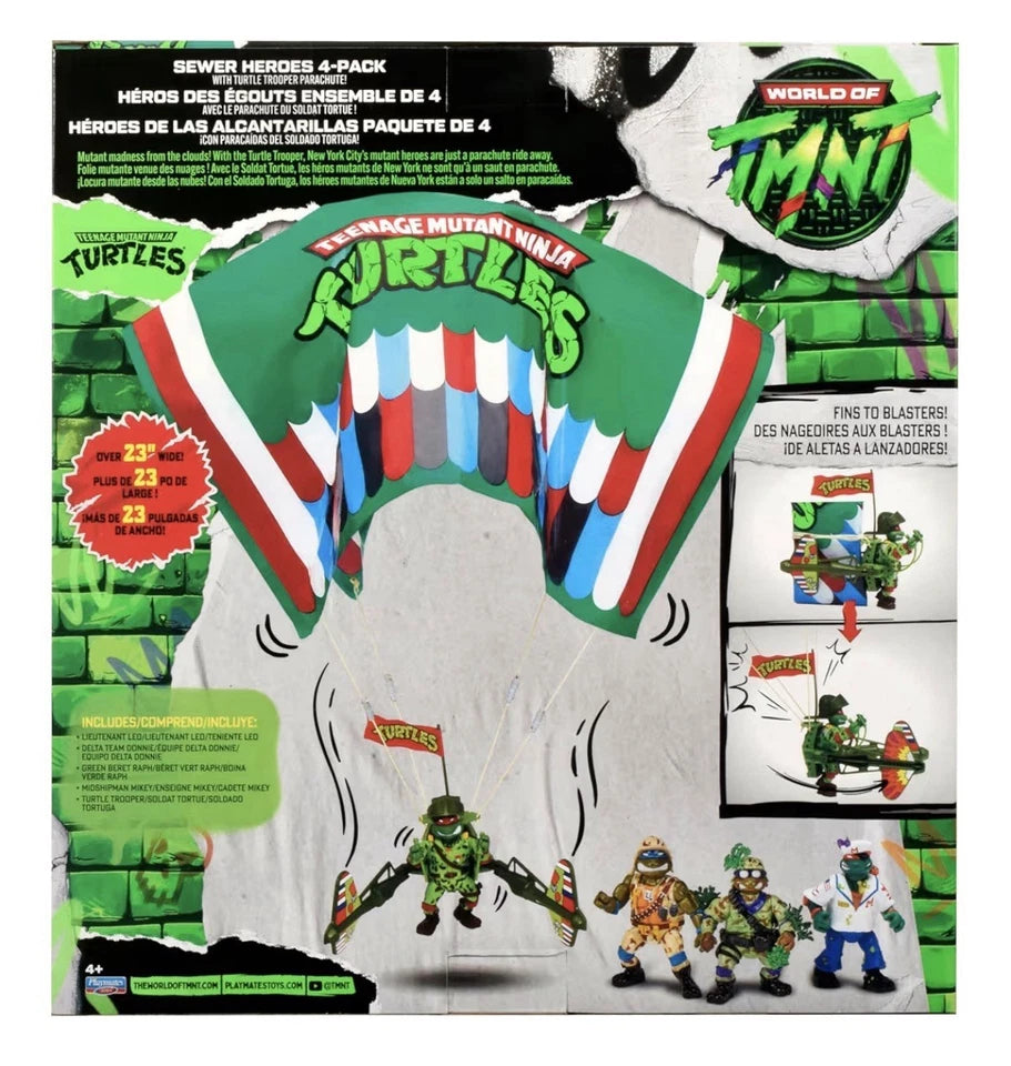 World of TMNT: Playmates Toys 2026 SEWER HEROES 4-PACK With PARACHUTE 4+ New